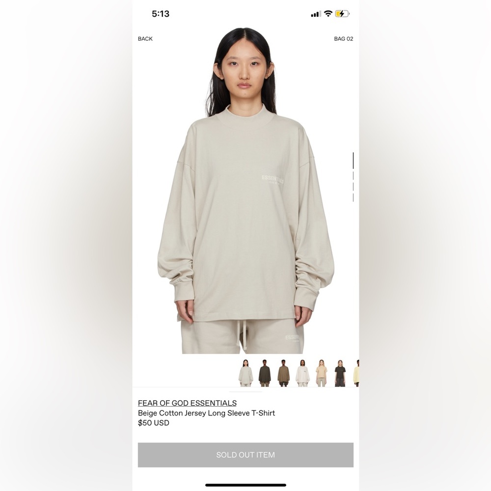 ESSENTIALS FOG Long Sleeve Mock Neck